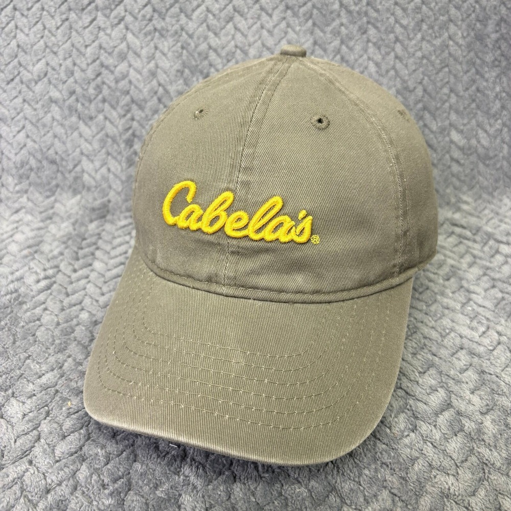 Cabela's Logo Adjustable Mens OS Olive Green Yellow Baseball Hat